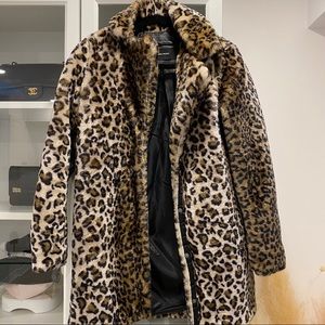 Leopard faux fur coat